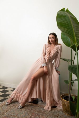 Catherine luxury maxi wrap light pinkdress