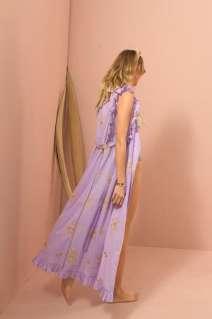 Harmonia Lavender coverup embroidered details