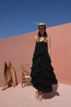 Magda black maxi ruffled dress