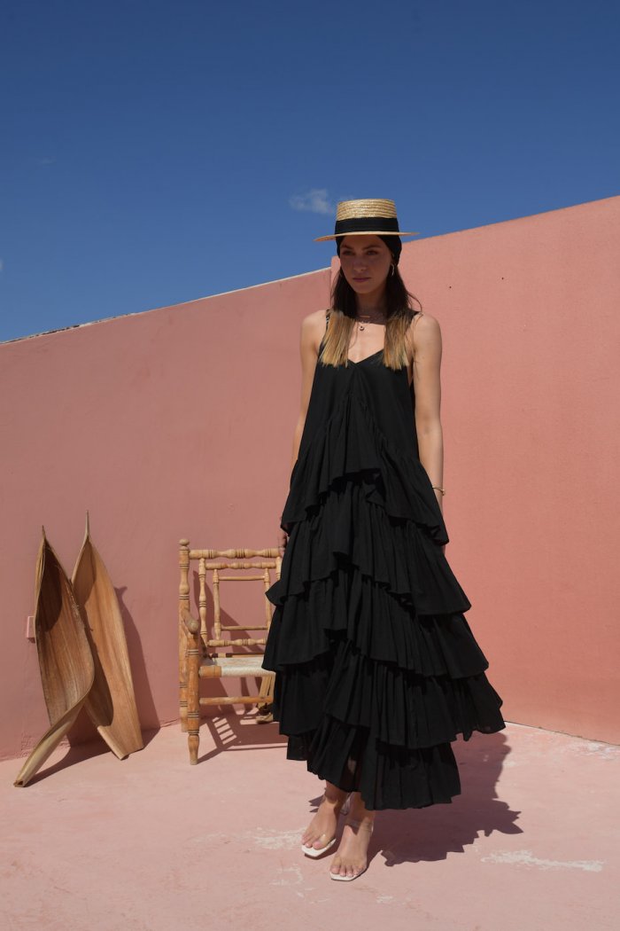 Magda black maxi ruffled dress