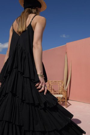Magda black maxi ruffled dress