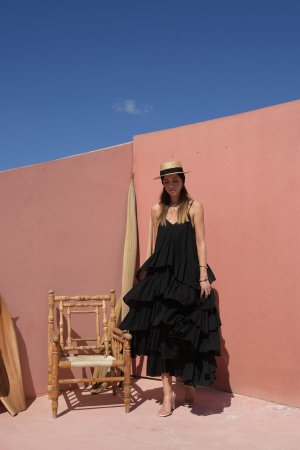 Magda black maxi ruffled dress