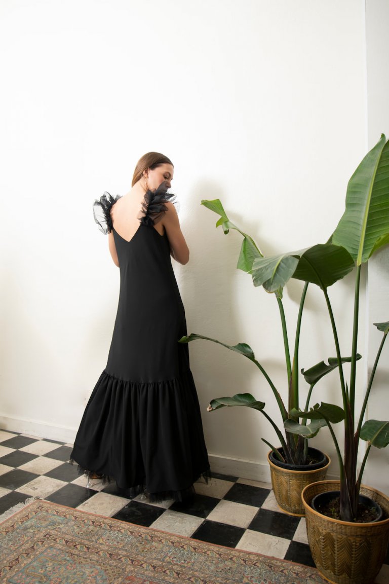 Vanessa luxury black tulle dress